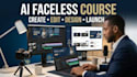 do online course video editing, ai faceless course, design online course website