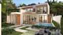 aerial render multi villa residential development,pool, 3d plan,garden landscape