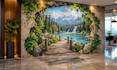 design custom 3d anamorphic graffiti mural, optical illusion wall art