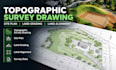 topographic survey drawing, site plan, survey data, land grading, land alignment