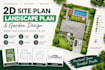 draw 2d site plan, landscape architect design plan, garden design landscape plan