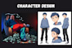 draw visual novel characters sprites with expressions