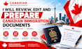 review, edit and prepare canadian immigration documents