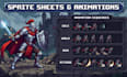 create pixel character sprite sheet animation, walk run, idle, action game art