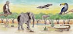 create a hand painted wild animal and sea creature scene