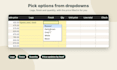 create a custom excel order form with dropdowns and auto prices
