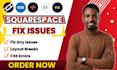 fix squarespace bugs, mobile, layout, spacing and custom code issues