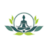 design a wellness retreat logo with a serene mountain mark