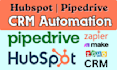 setup hubspot crm pipedrive sales pipeline automation workflows expert