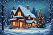 create cozy winter cabin illustrations in my style