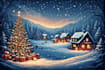 design cinematic christmas winter scene illustrations