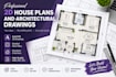 create professional 2d house plans and architectural drawing