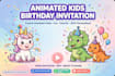 design animated kids birthday invitation video