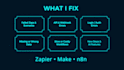 fix, debug or improve your zapier, make or n8n automation