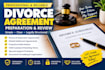 prepare US divorce agreement, separation agreement and settlement