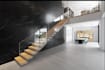 create modern staircase design, 3d model, railing and realistic render