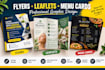 design professional flyers, leaflets, and menu cards for your business