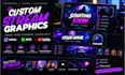 design custom twitch overlay, stream package, kick graphics and banners