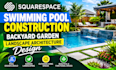 build squarespace swimming pool website backyard garden landscape website design