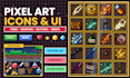 create pixel art icon, ui sprite, item, menu weapon game asset pack 16x16 button
