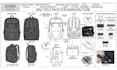 design bag techpack, duffle bag, tote bag, hand bag backpack