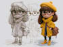 draw a cute and funny cartoon illustration