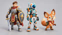 create custom 3d low poly characters with rigging, texturing in blender or maya