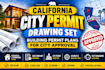do california city permit drawing set, building permit plan for city approval