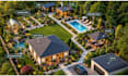 do landscape design, site plan, garden design, backyard, pool and 3d render