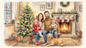 make a watercolor christmas portrait or illustration