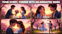 create a pixar style animated romantic love story video