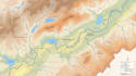 design illustrated watershed, river map, drainage map, hydrology and water map