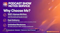 write SEO optimized podcast show notes with timestapes