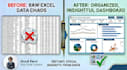 do excel data cleaning, formatting, split, merge, sort data and pdf to excel