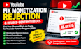 fix youtube monetization rejection and reused content issues