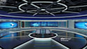 design a modern 3d TV studio and podcast set