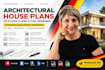 architect drafting 2d floor plan, redraw hose plan, construction drawing expert