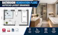 create bathroom renovation plans, autocad layout drawings