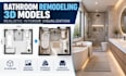 create bathroom remodeling 3d models, realistic interior visualisation