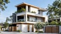 design house exterior and realistic 3d render for house renovation visualization