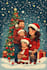 draw family christmas card illustration