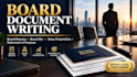 write professional board resume, CV, value proposition and other board documents