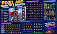create pixel art character, pixel sprite sheet, 8 bit sprite animation