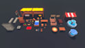 create low poly modular 3d game environments, maps, buildings and asset kits