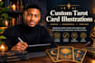 draw custom tarot card illustration, oracle deck and zodiac