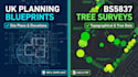 design a UK planning site plan, tree survey, and tree protection plan