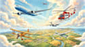 make airplane, helicopter, aircraft illustrations