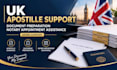 assist with UK apostille applications and notary document preparation