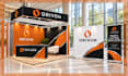 design trade show booth, roll up banner, and event backdrop display