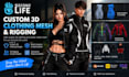 create custom 3d second life clothing mesh and rigging
